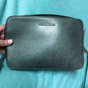 Silver/Dark Gray Micheal Kors single pocket purse